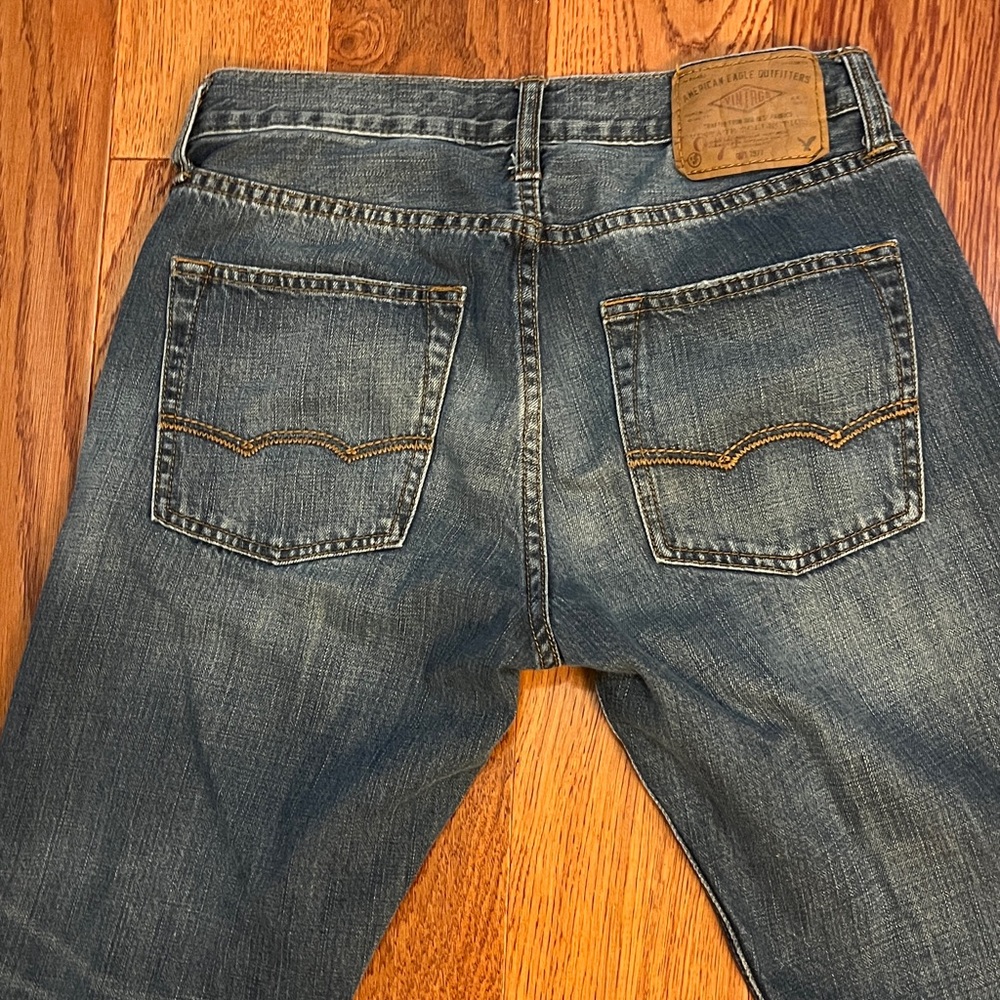 American Eagle Outfitters Blue Straight Jeans no stretch - Picture 8 of 9
